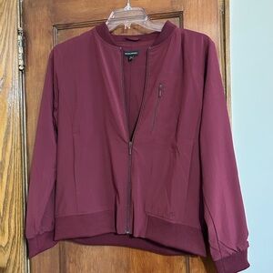 Banana Republic Women's Burgundy Zip-Front Bomber Jacket
